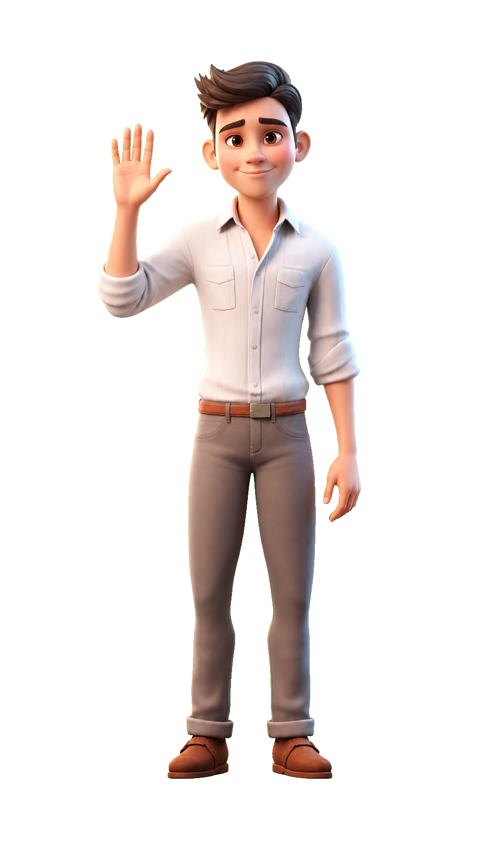Friendly 3D character waving hello